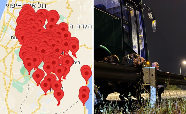 אוטובוסים עוצרים בצידי הדרך בכביש 1 (צילום: עמית מרטין מנשרוף)