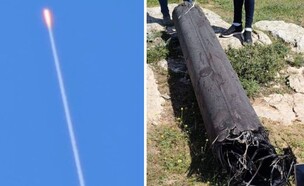 שברי הטיל והיירוט (צילום: מתוך תיעוד שעלה ברשתות החברתיות, שימוש לפי סעיף 27א' לחוק זכויות יוצרים)