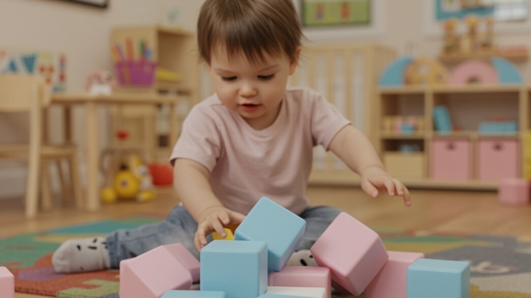 ילד עם קוביות משחק, אילוסטרציה  (צילום: AI , shutterstock)