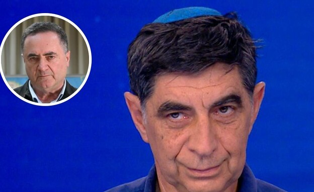 שמחה גולדין וישראל כ"ץ (צילום: שמחה גולדין: מתוך "אברי ושרקי", קשת 12 | ישראל כ"ץ: מתוך המהדורה המרכזית, חדשות 12)