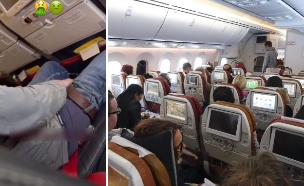 נוסע משתין בטיסה (צילום: לפי סעיף 27א' לחוק זכויות יוצרים)