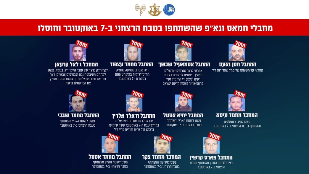 מחבלים שפשטו לשטח הארץ והשתתפו בטבח הרצחני ב7.10