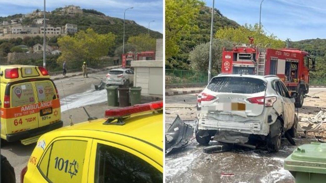 הרכב שהתפוצץ סמוך לבית ג'אן (צילום: מד"א )