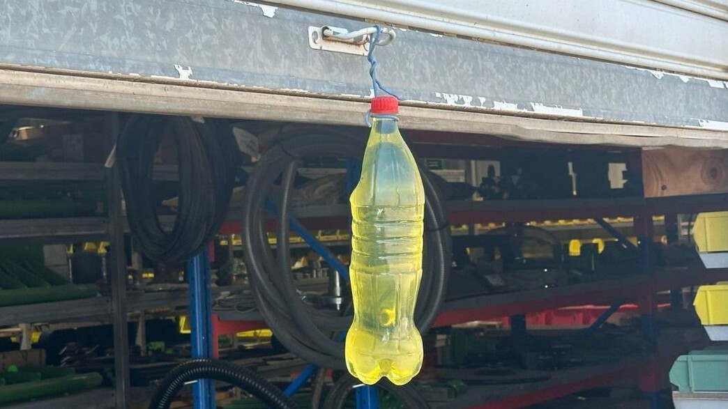 בקבוק הבנזין שהונח בפתח בית העסק ביבניאל בקבוק הבנזין שהונח בפתח בית העסק ביבניאל