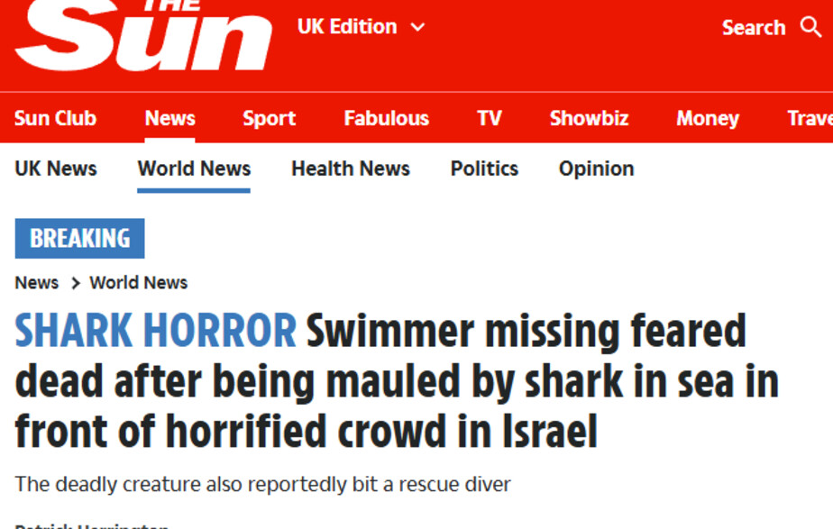 "הסאן" על מתקפת הכריש "הסאן" על מתקפת הכריש