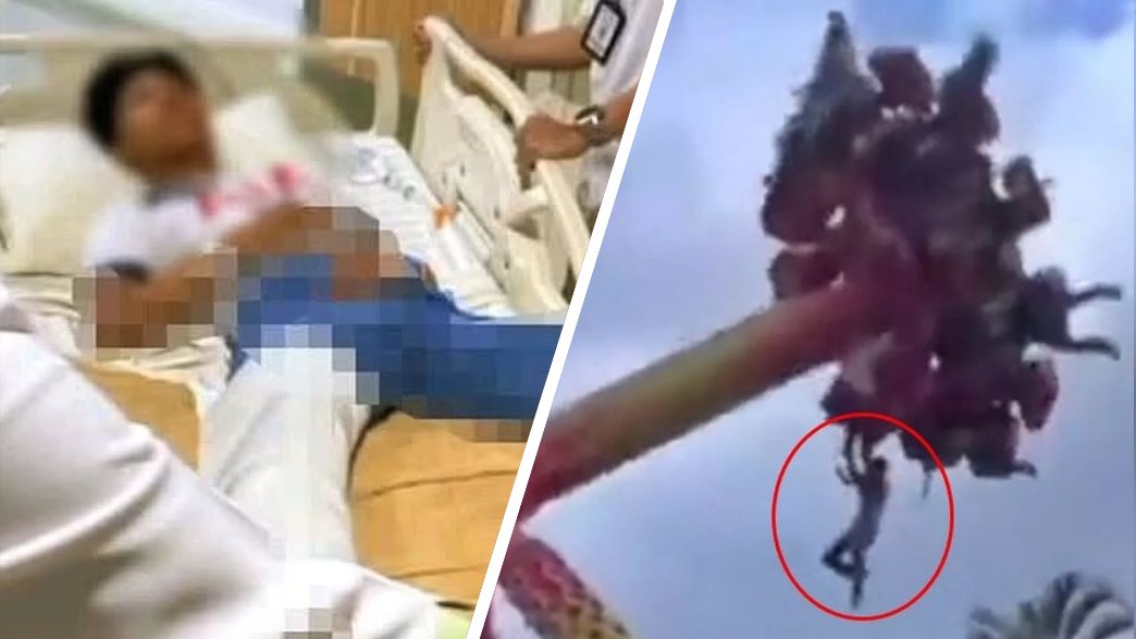 נער נפל ממתקן שעשועים באינדונזיה – ושבר את עצמותיו (צילום: מתוך הרשתות החברתיות לפי סעיף 27א׳ לחוק זכויות יוצרים)