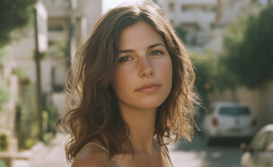אישה עומדת ברחוב ומסתכלת למצלמה (AI: mako)