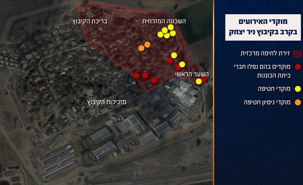 האירועים במהלך הקרב בקיבוץ ניר יצחק (צילום: דובר צה