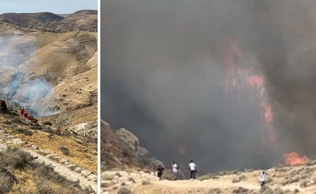 מוקדי שריפות ברמת גן ובנחל פרת (צילום: כבאות והצלה לישראל מחוז דן)