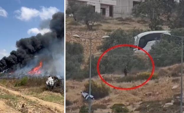 החשוד מגיע לשטח - ומצית אותו באש  (צילום: שימוש לפי סעיף 27א' לחוק זכויות יוצרים)