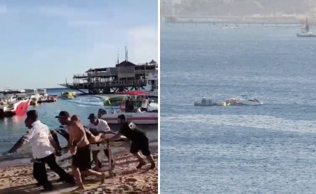 התהפכות סירה באילת פצועים (צילום: באדיבות דוברות מד