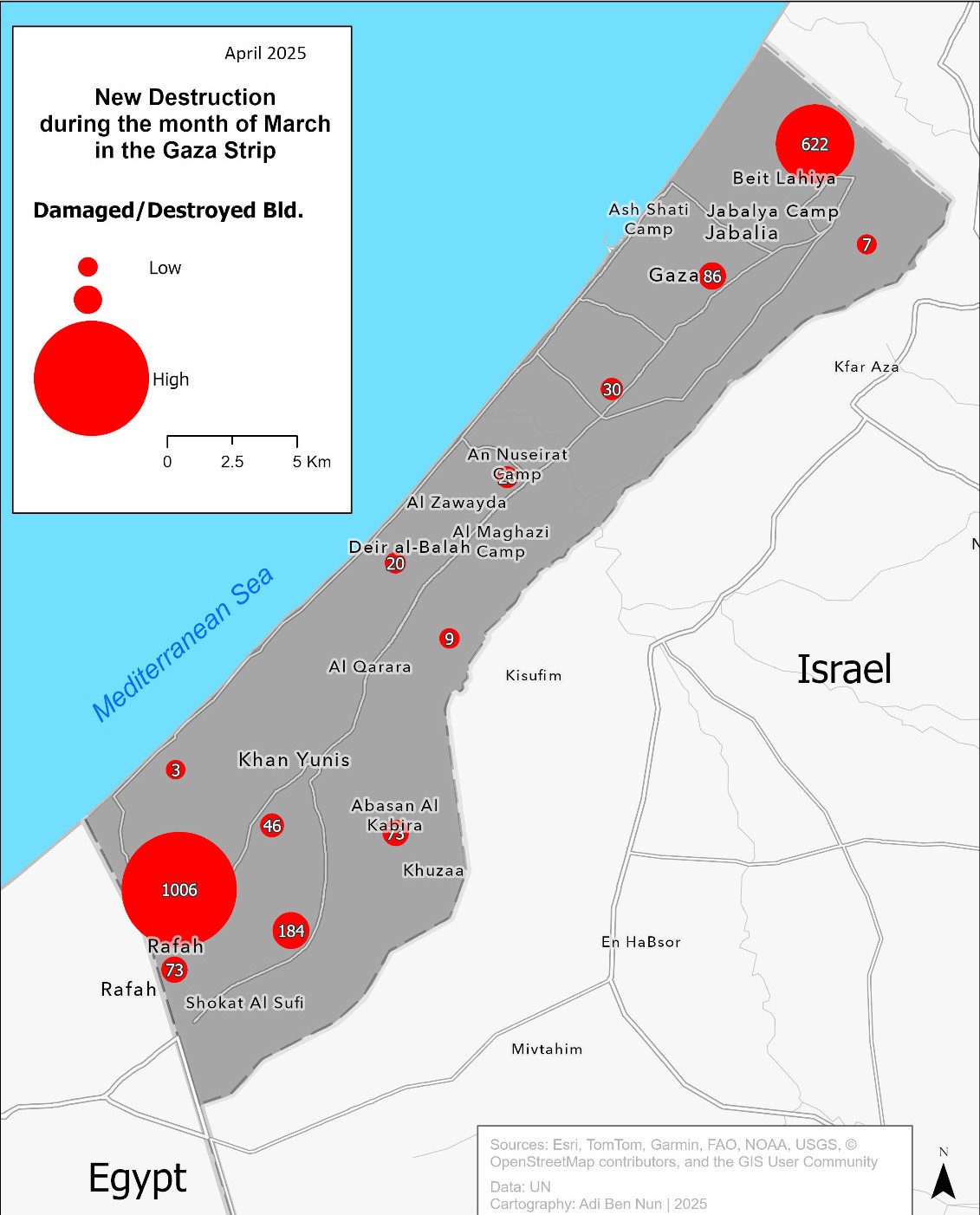 מפת ההרס ברצועת עזה | מיפוי: עדי בן נון