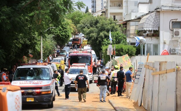 קריסת מבנה ברמת גן (צילום: כב