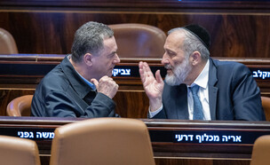 השרים אריה דרעי וישראל כ"ץ בכנסת (צילום: חיים גולדברג, פלאש 90)