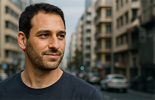 גבר עומד ברחוב (AI: mako)