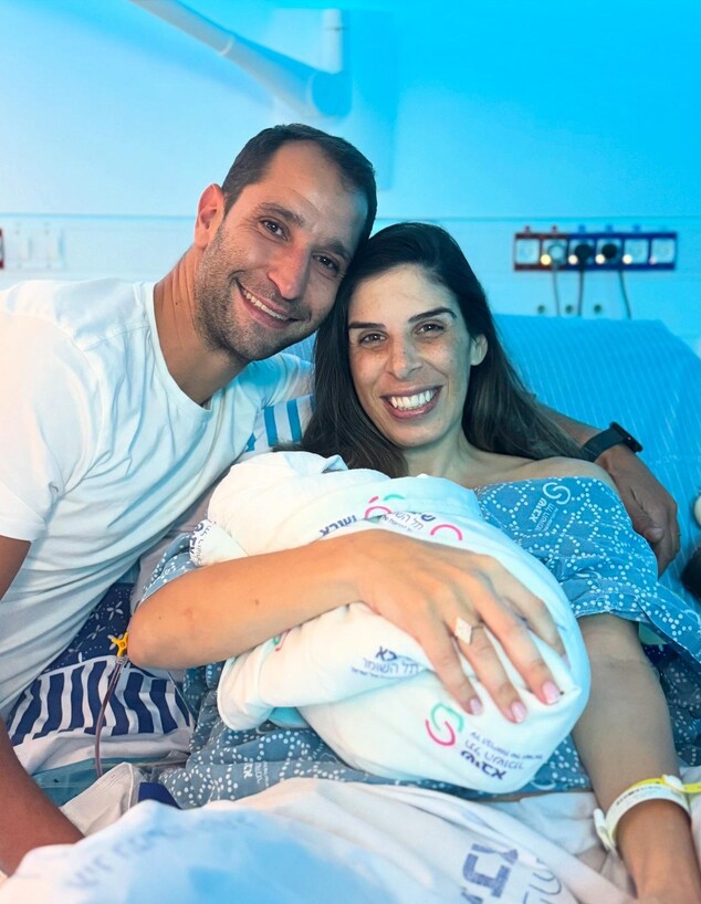 חן זנדר ובעלה בלידת בנה (צילום: instagram)