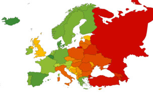 מפת הקשת, 2025 (צילום: rainbowmap.ilga-europe)