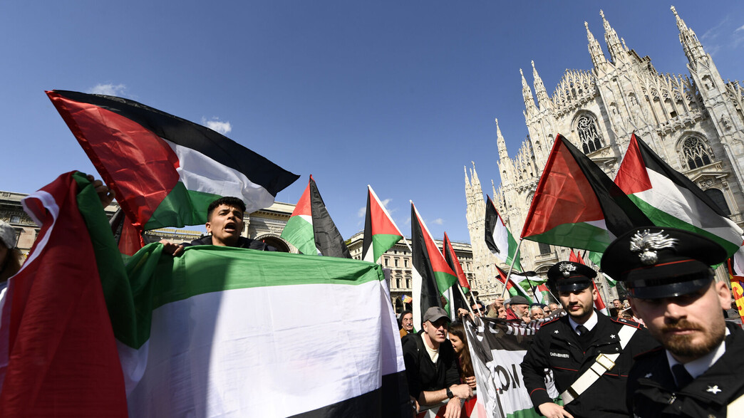 מחאה פרו פלסטינית מילאנו 