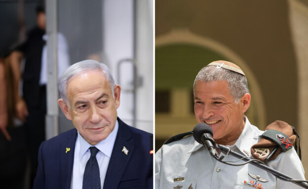 האלוף דוד זיני, ראש הממשלה בנימין נתניהו (צילום: דובר צה"ל)