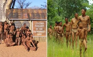 ילידי שבט הסן באפריקה והמוזיאון שלהם  (צילום: מתוך הרשתות החברתיות לפי סעיף 27א' לחוק זכויות יוצרים)