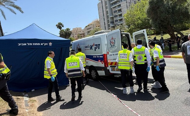 זירת הדריסה בתל אביב (צילום: מד"א)