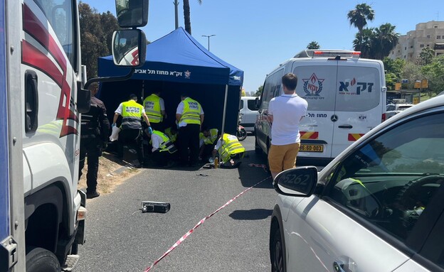 זירת הדריסה בתל אביב (צילום: מד