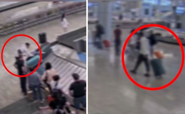 החשוד אוסף את מזוודתו בנתב"ג