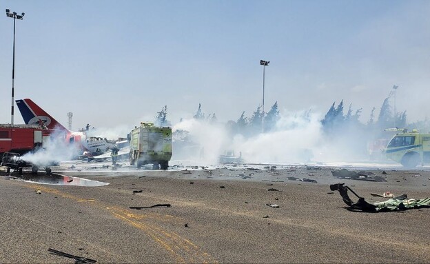מטוס ימנייה שהותקף בתימן (צילום: reuters)