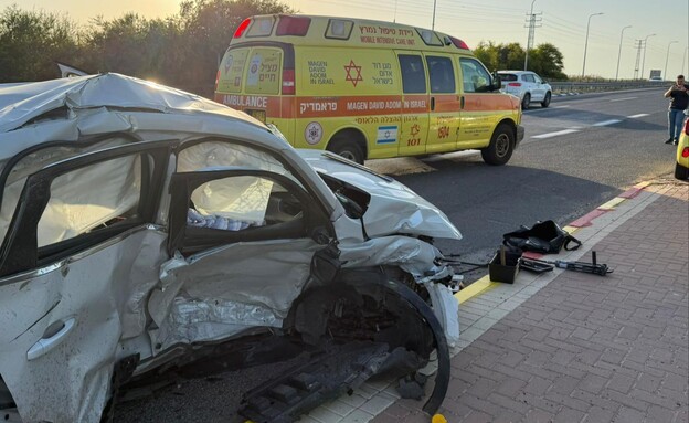 תאונה בצומת בני ראם (צילום: תיעוד מבצעי מד