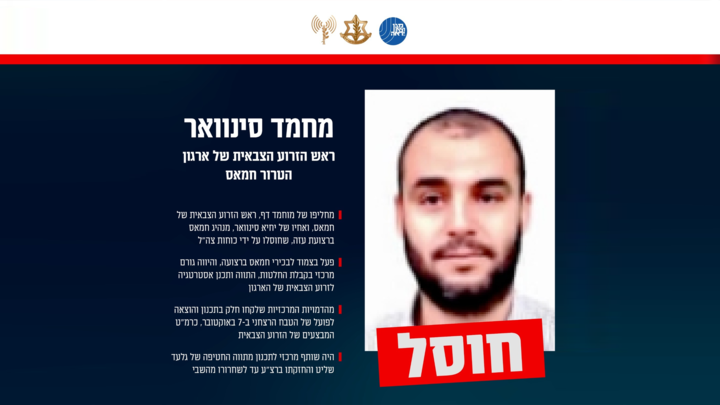 ראש הזרוע הצבאית של ארגון הטרור חמאס, מחמד סינוואר (צילום: דובר צה