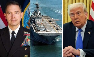 טראמפ והאדמירל (צילום: Felix Garza Jr./U.S. Navy | Anna Moneymaker/Getty Images )