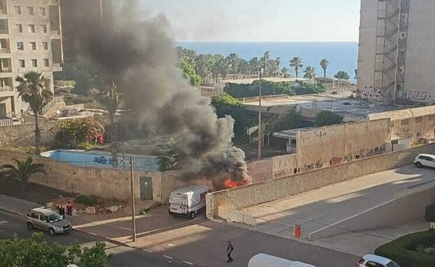 שריפה במלון גליל. נתניה (צילום: מתוך רשתות חברתיות)