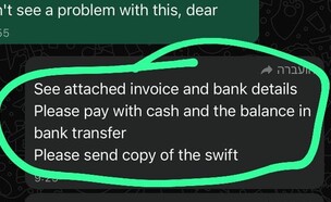 התכתבות בין היבואן הפלסטיני למאכער (צילום: צילום מסך)