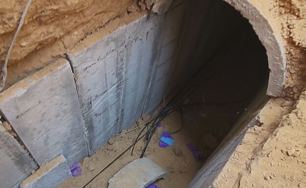 התשתית התת-קרקעית שאותרה בבית החולים האירופאי בה שהה מוחמד סינוואר (צילום: חדשות 12)