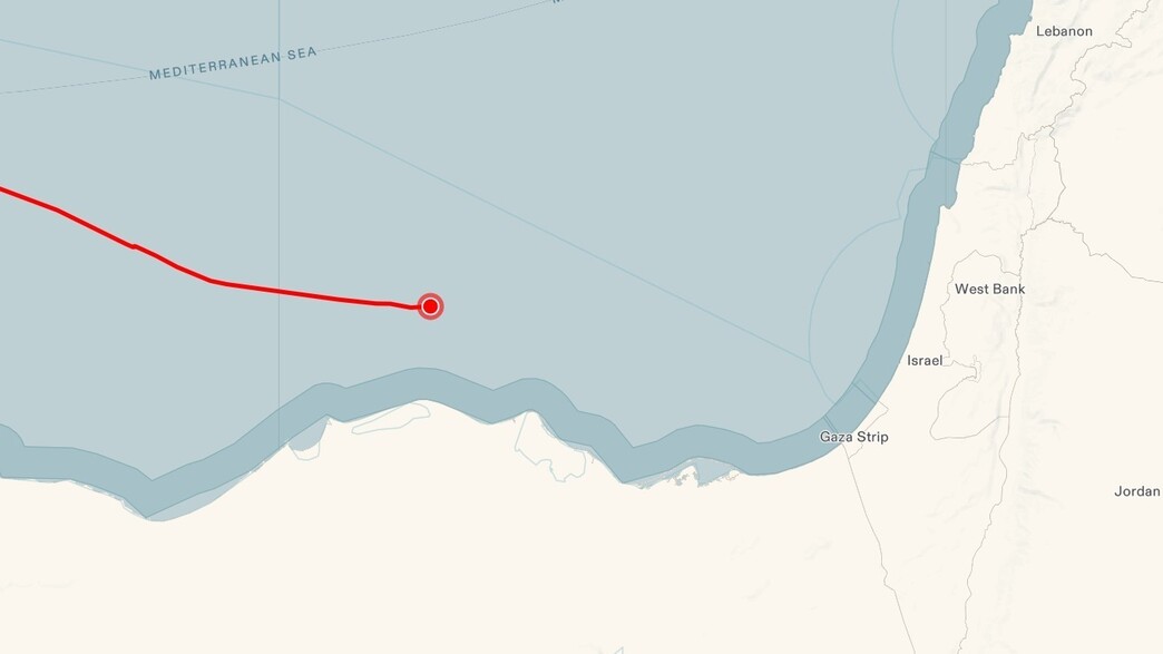 מיקום "משט החירות" שבדרך לעזה