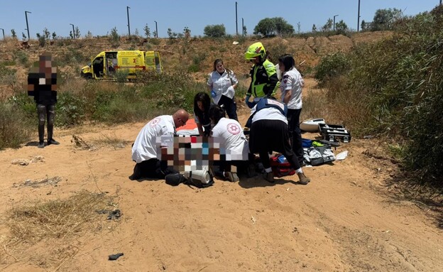 נער בן 13 נורה בראשון לציון (צילום: תיעוד מבצעי מד"א)