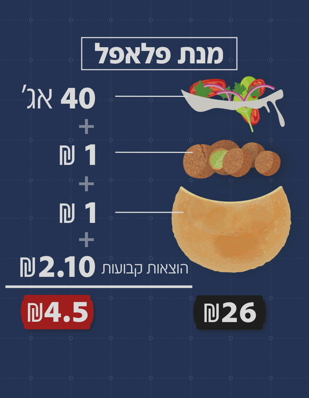 כמה עולה מנת פלאפל (אינפוגרפיקה: המהדורה המרכזית)