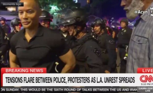 צוות CNN נעצר במהומות בלוס אנג'לס (צילום: מתוך X, twitter)