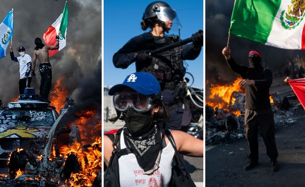 הפגנות מהומות לוס אנג'לס (צילום: getty images)