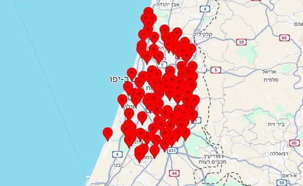 אזעקות בגוש דן בעקבות שיגור טילים מתימן (צילום: צופר)