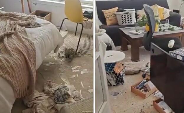 ביתה של שי נפגע מהדף טיל - ואז נבזז (צילום: מתוך "חדשות הבוקר עם ניב רסקין", קשת 12)