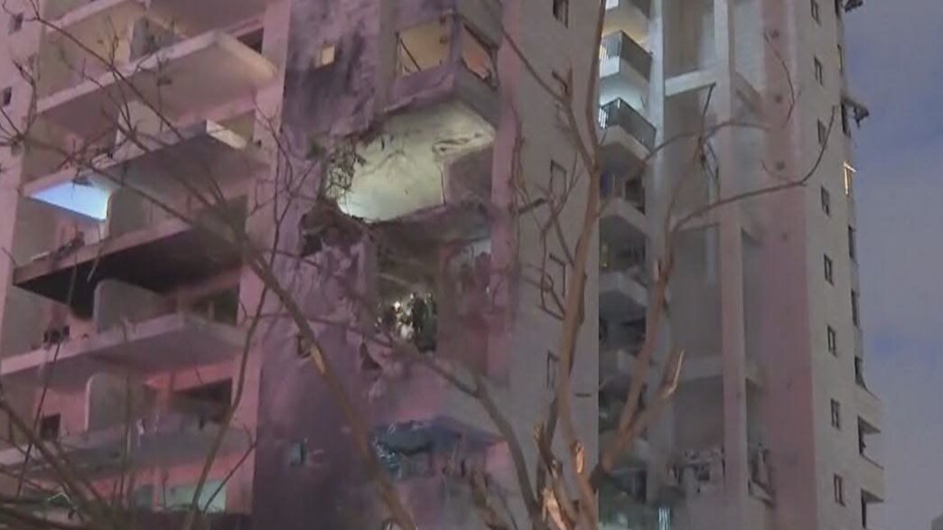 נזק כבד לבניין שנפגע במרכז הארץ