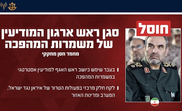 חוסל סגן ראש ארגון המודיעין של משמרות המהפכה, מחמד (צילום: דובר צה