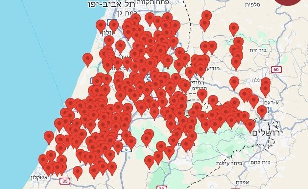 מפת האזעקות המורחבת (צילום: כומתה)