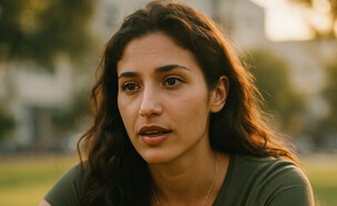אישה צעירה יושבת בפארק (AI: mako)