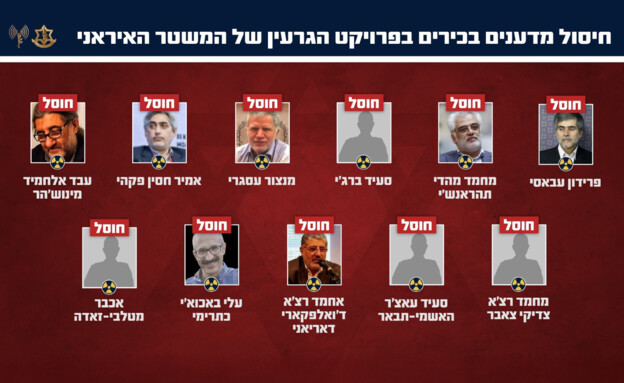 מדענים בכירים שחוסלו באיראן (צילום: דובר צה"ל) מדענים בכירים שחוסלו באיראן (צילום: דובר צה"ל)