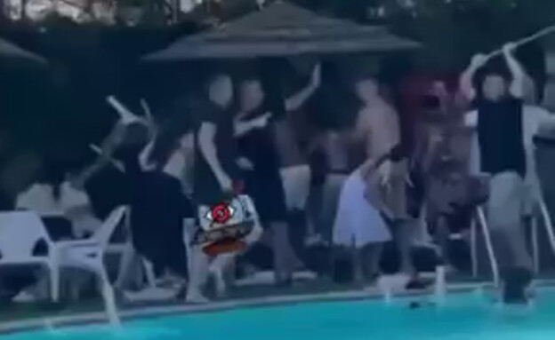 קטטה במלון מפונים בירושלים (צילום: מתוך עמוד ה-X של דניאל עמרם)