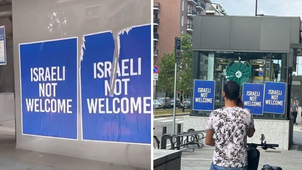 שלטים אנטי ישראליים במילאנו איטליה שלטים אנטי ישראליים במילאנו איטליה