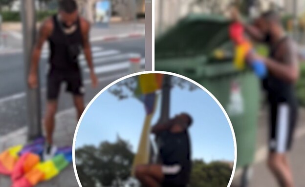 תיעוד תלישת הדגל בחיפה (צילום: instagram)