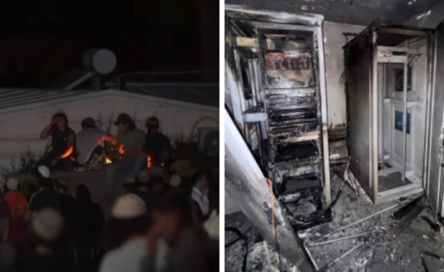 ההתקהלות מחוץ לחטמ״ר בנימין והאתר הביטחוני שהוצת (צילום: דובר צה"ל) ההתקהלות מחוץ לחטמ״ר בנימין והאתר הביטחוני שהוצת (צילום: דובר צה"ל)